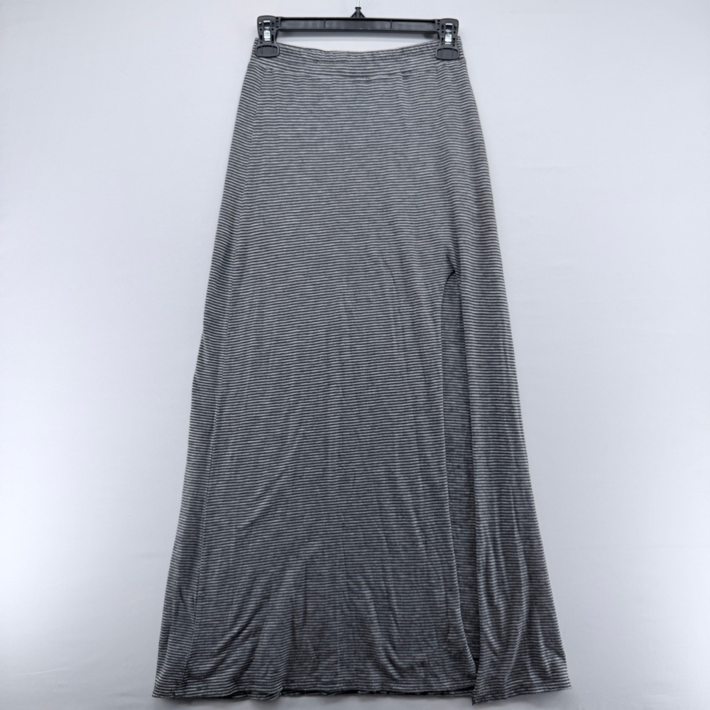 American‎ Eagle Outfitters Gray Striped Maxi Skirt Side Slit XXS